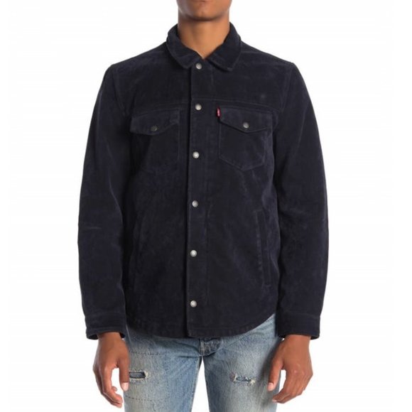 Levi's Final Sale Men's Rugged Faux Suede Dual Chest Pocket Shirt Jacket Navy XL - Picture 1 of 4